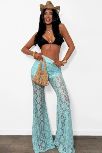 Koronkowe spodnie LaMilla turkusowe