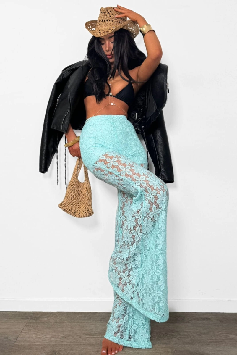 Koronkowe spodnie LaMilla turkusowe