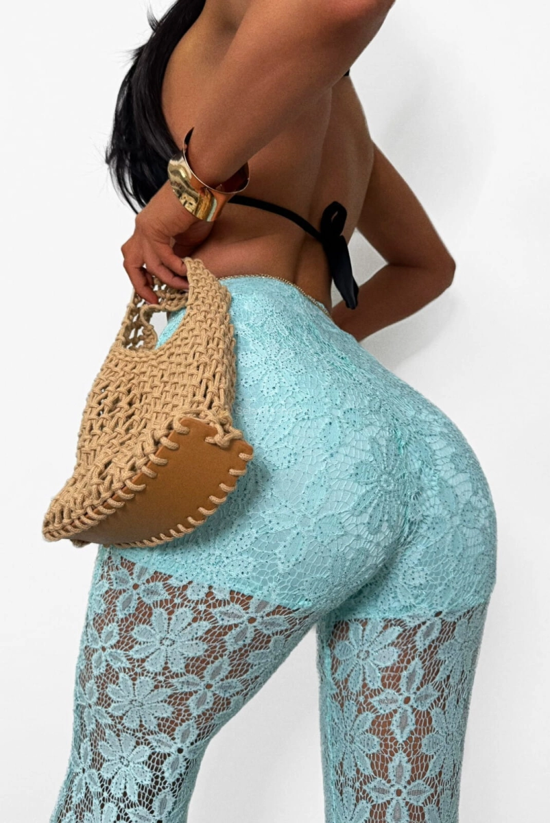 Koronkowe spodnie LaMilla turkusowe