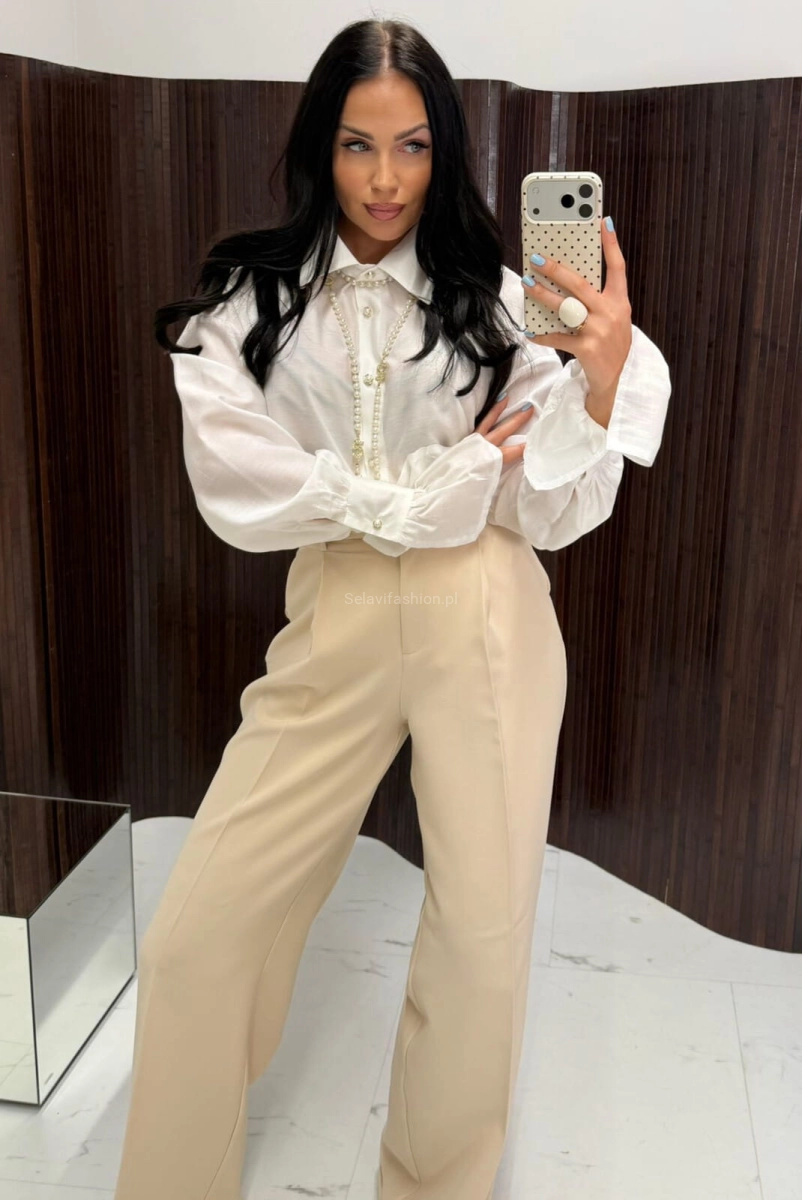 Koszula bluzka z szerokimi mankietami LaMilla biała