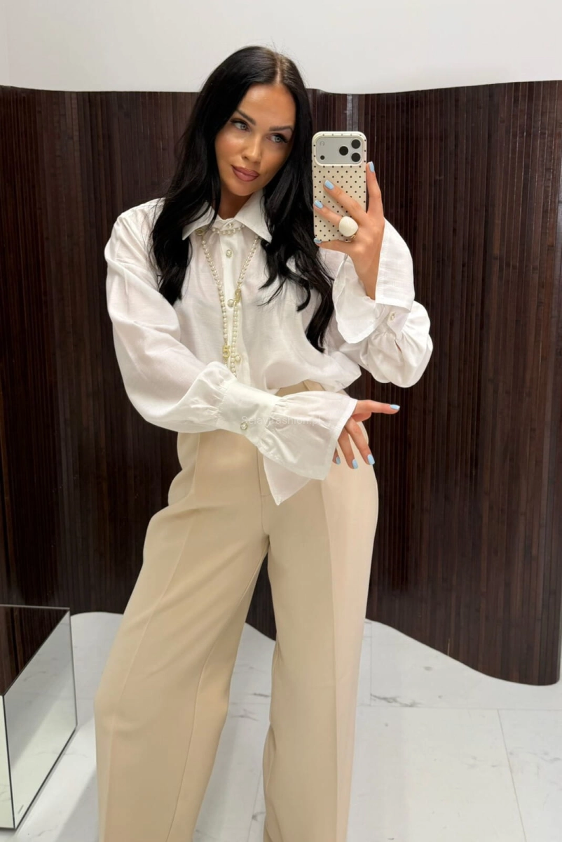 Koszula bluzka z szerokimi mankietami LaMilla biała