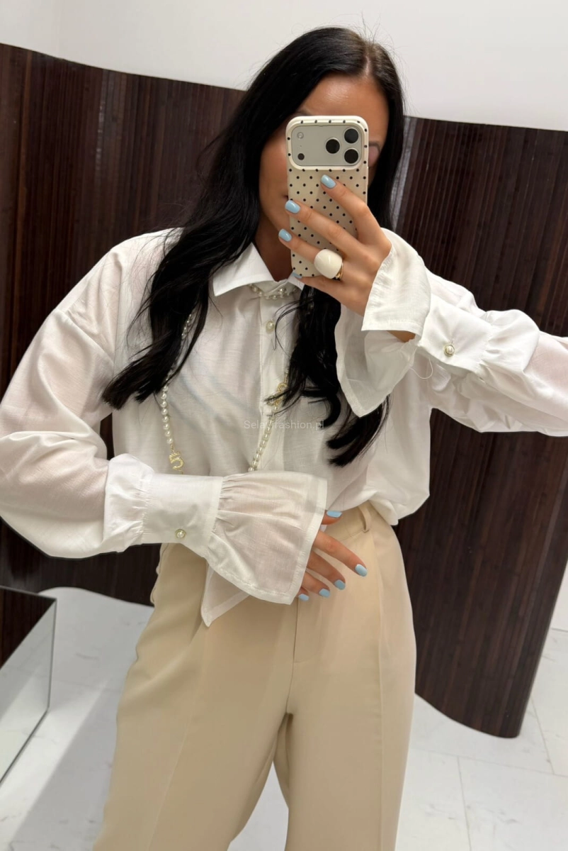 Koszula bluzka z szerokimi mankietami LaMilla biała