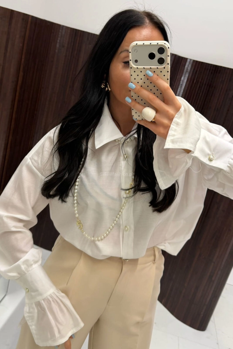 Koszula bluzka z szerokimi mankietami LaMilla biała