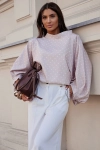 Bluzka kimono AMELIA w małe białe groszki Lavestino beżowa 