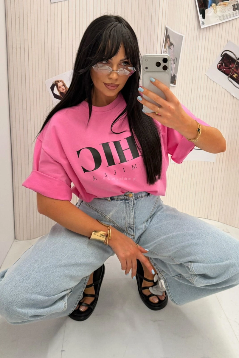 T-shirt bluzka koszulka CHIC LaMilla różowa