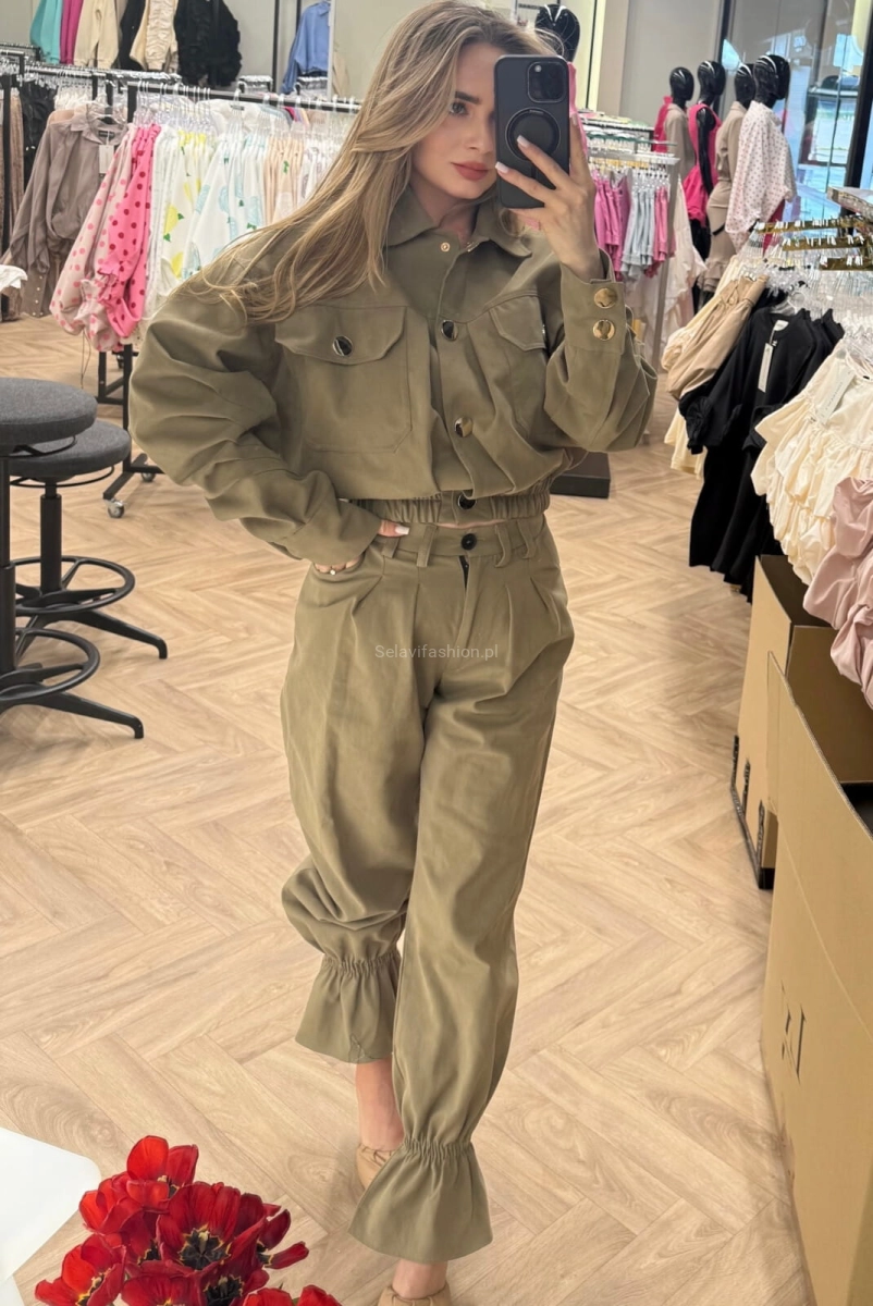 Spodnie z gumą na dole DENIM Lavestino khaki 