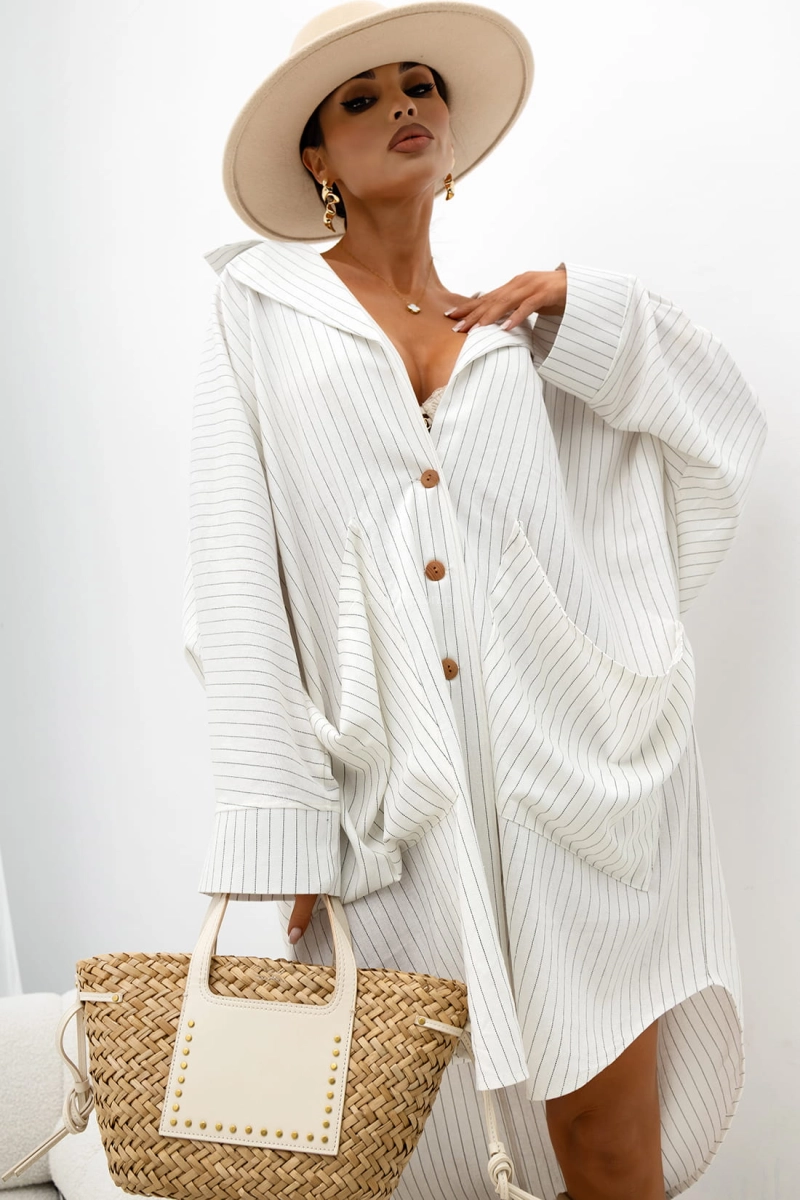 Koszula Belong Together w paski Miss City Official biała