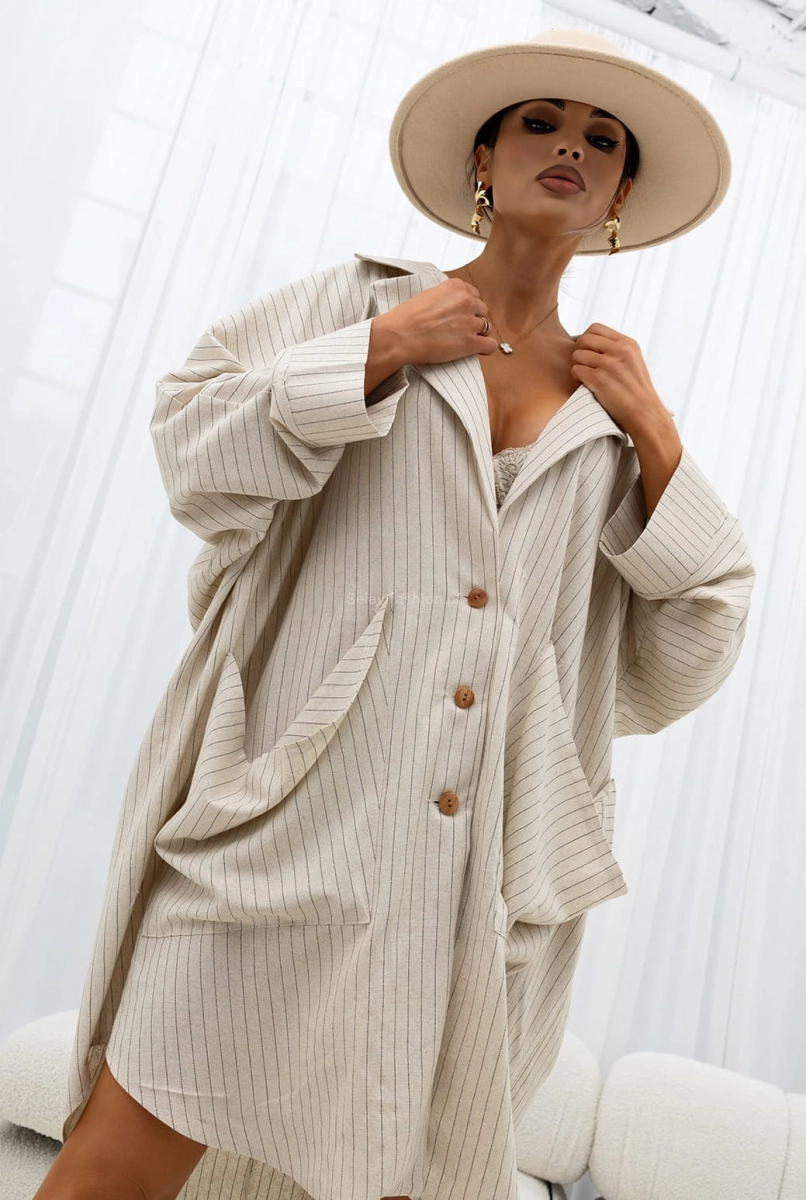 Koszula Belong Together w paski Miss City Official beżowa 