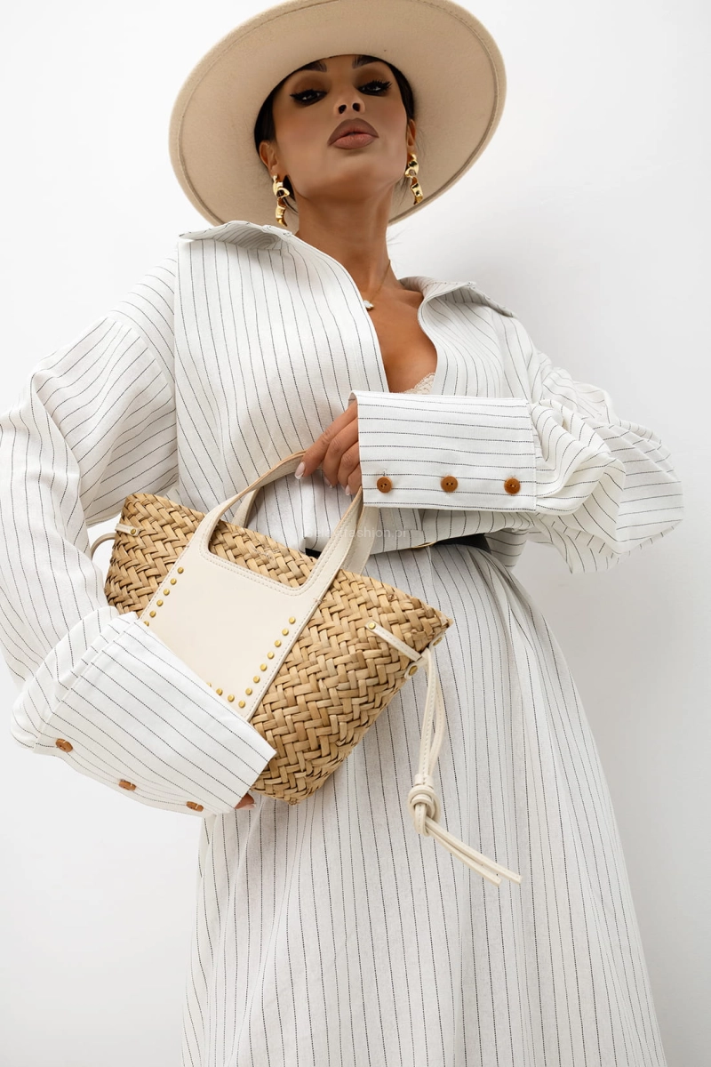 Długa sukienka Blessings w paski Miss City Official biała