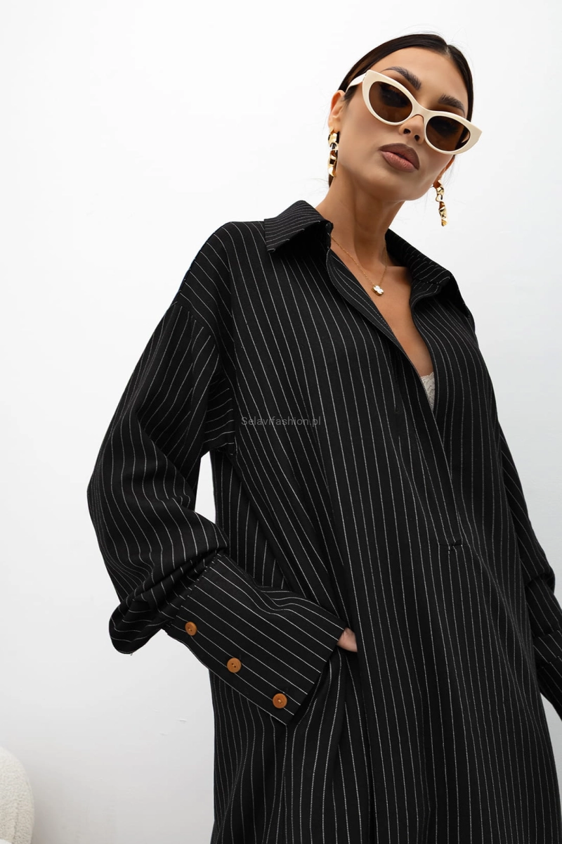 Długa sukienka Blessings w paski Miss City Official czarna