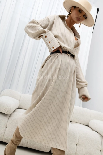 Długa sukienka Blessings w paski Miss City Official beżowa