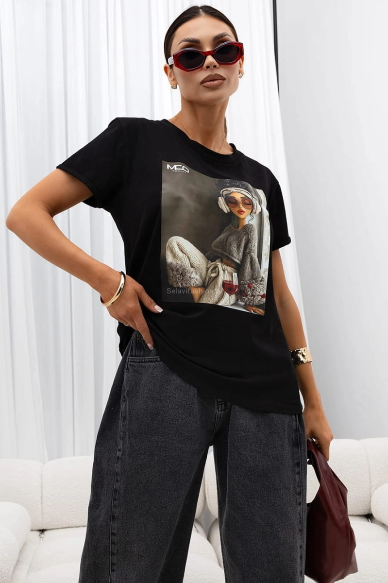 T-Shirt bluzka Chill Miss City Official czarna