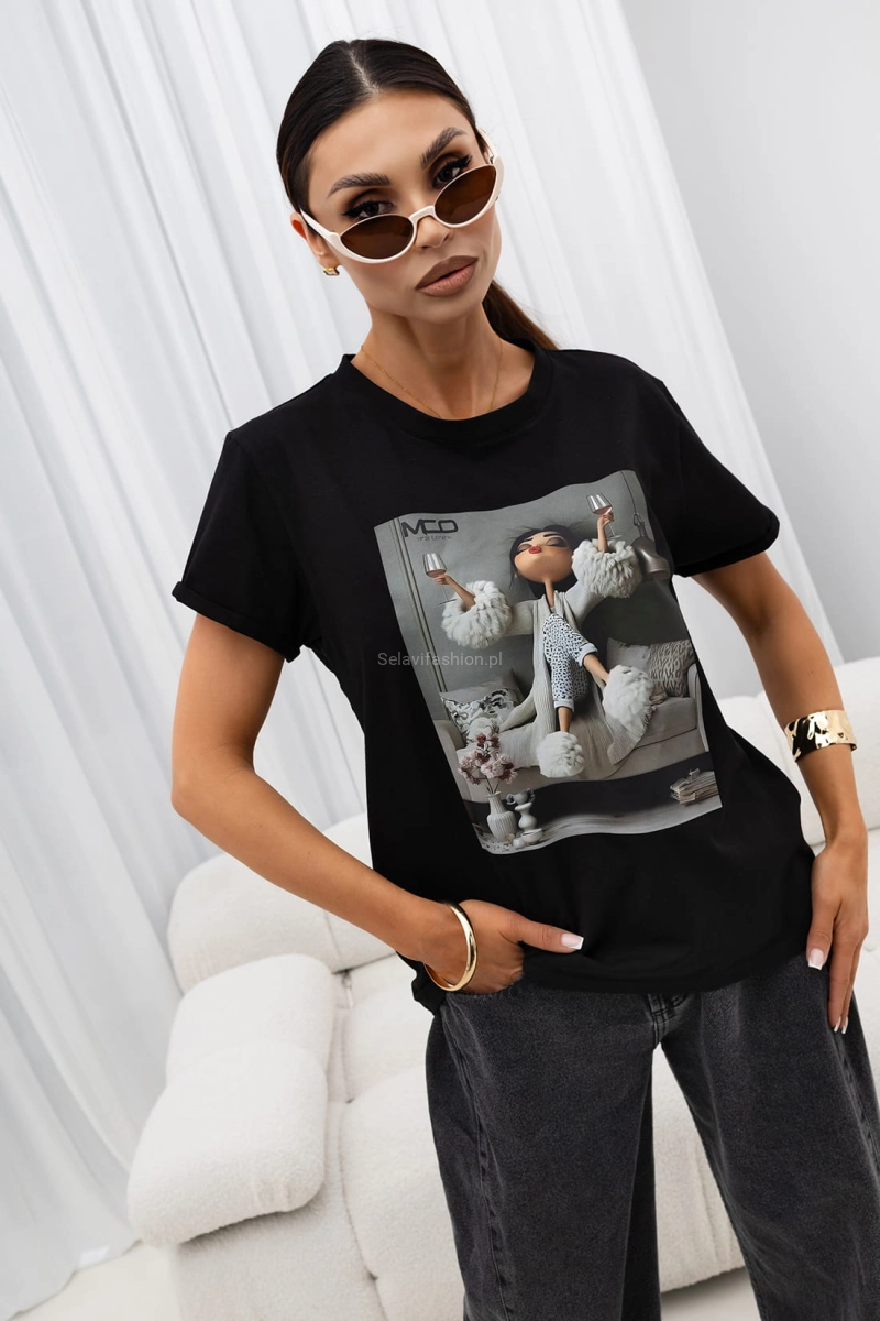 T-Shirt bluzka Let’s Go Party Miss City Official czarna 