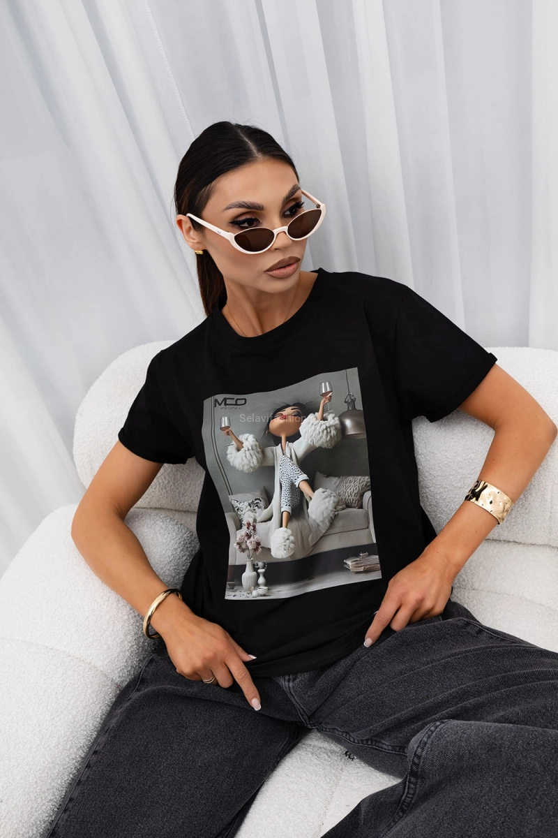 T-Shirt bluzka Let’s Go Party Miss City Official czarna