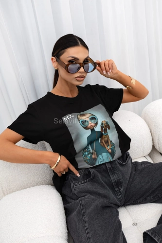 T-Shirt bluzka Puppy Miss City Official czarna