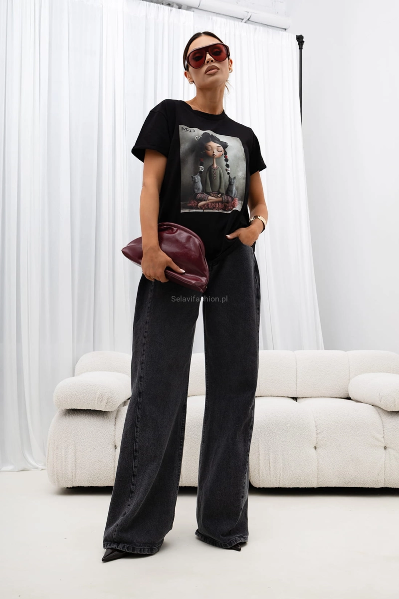 T-Shirt bluzka Meditation Miss City Official czarna