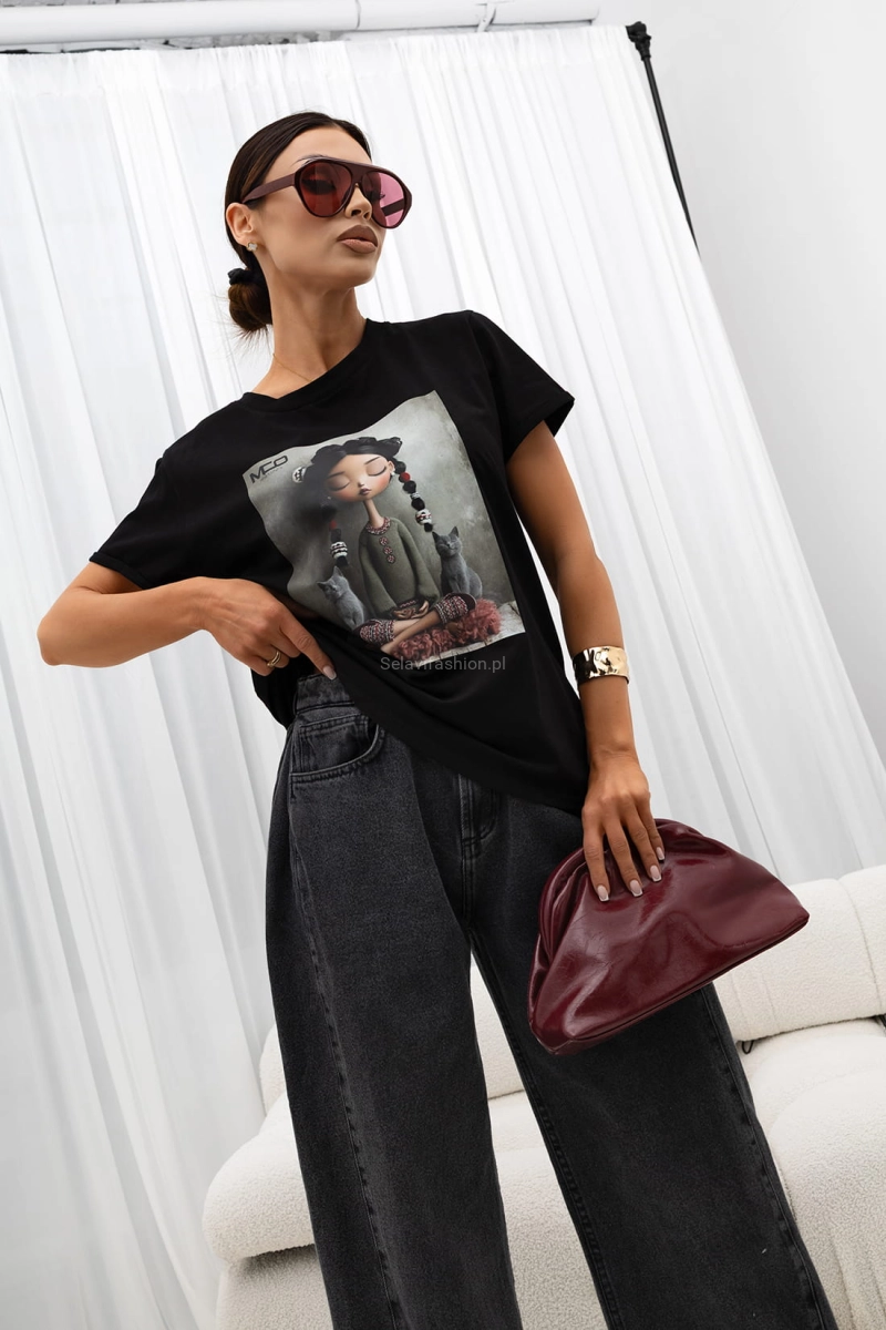 T-Shirt bluzka Meditation Miss City Official czarna