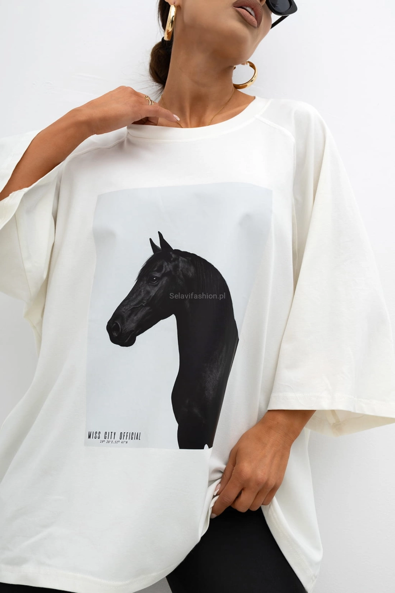 T-Shirt bluzka Horse Miss City Official biała