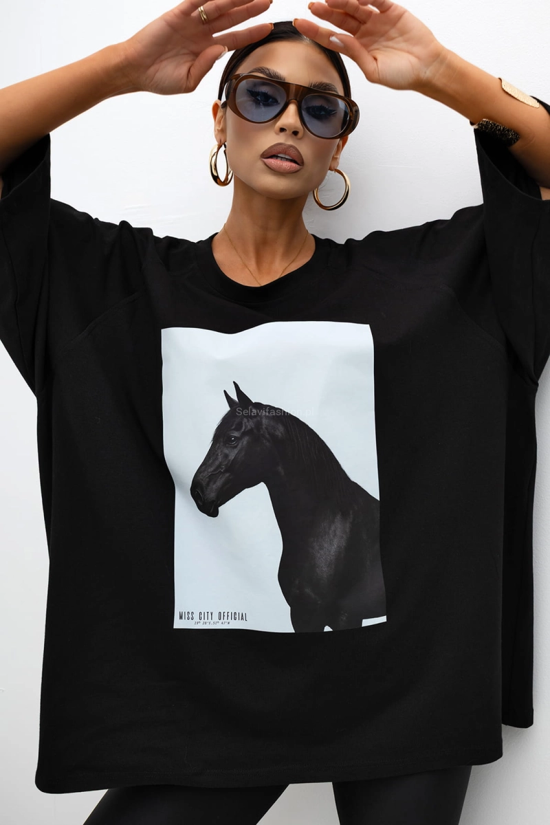 T-Shirt bluzka Horse Miss City Official czarna