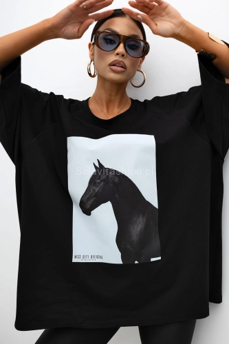 T-Shirt bluzka Horse Miss City Official czarna