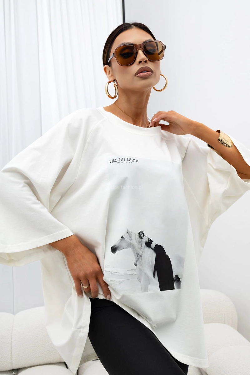 T-Shirt bluzka Saddle Mood Miss City Official biała