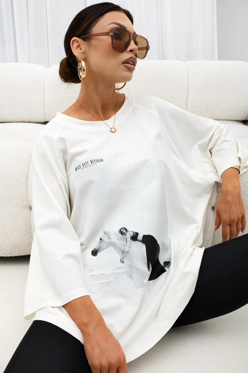 T-Shirt bluzka Saddle Mood Miss City Official biała