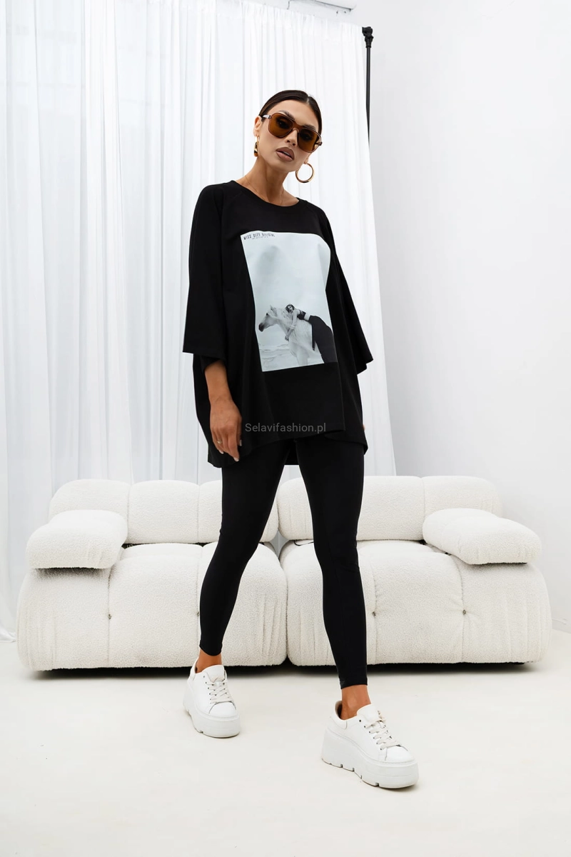 T-Shirt bluzka Saddle Mood Miss City Official czarna