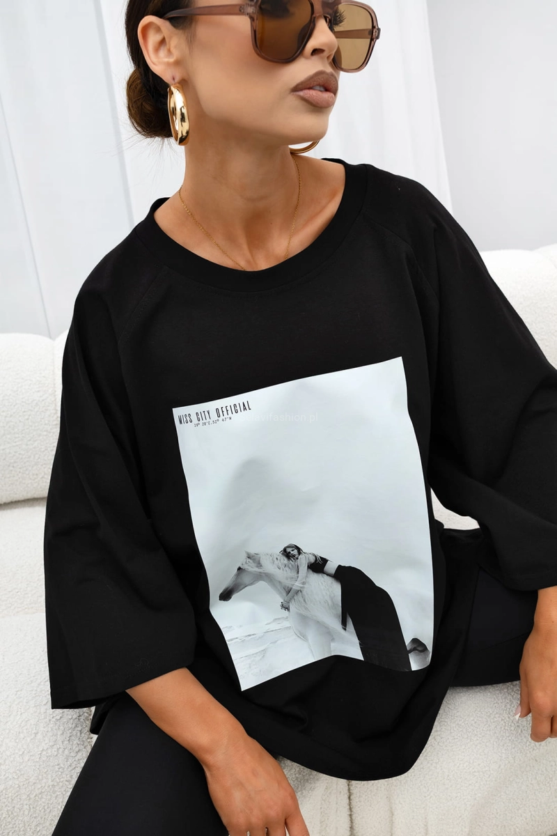 T-Shirt bluzka Saddle Mood Miss City Official czarna