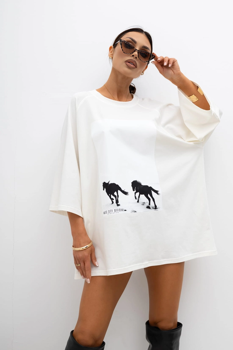 T-Shirt bluzka Horsecore Baby Miss City Official biała