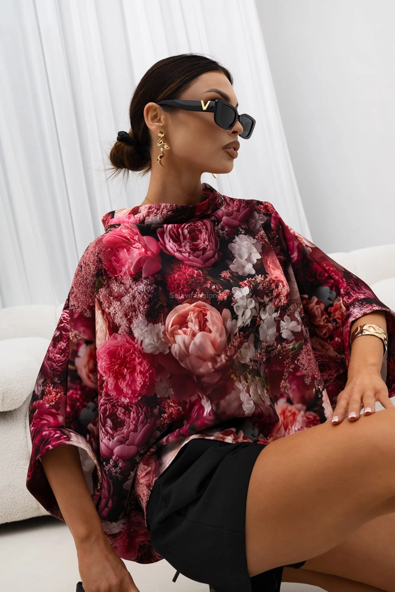 Bluzka Kimono w kwiaty Peony Miss City Official różowa