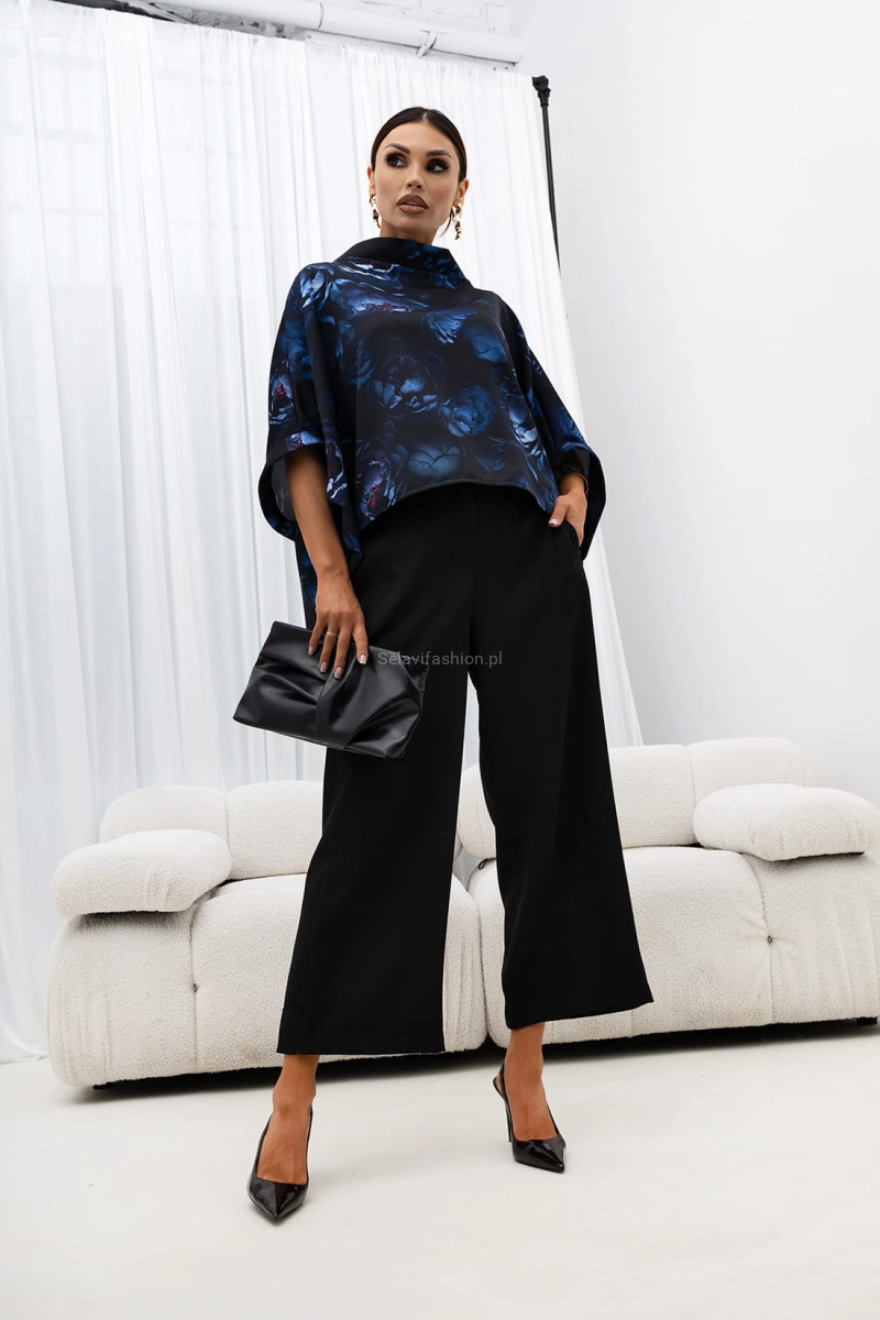 Bluzka Kimono w kwiaty Peony Miss City Official niebieska