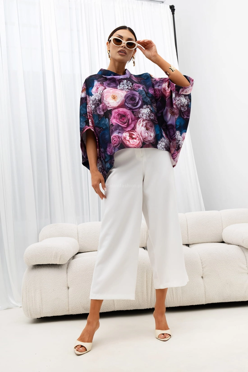 Bluzka Kimono w kwiaty Rose Miss City Official fioletowa