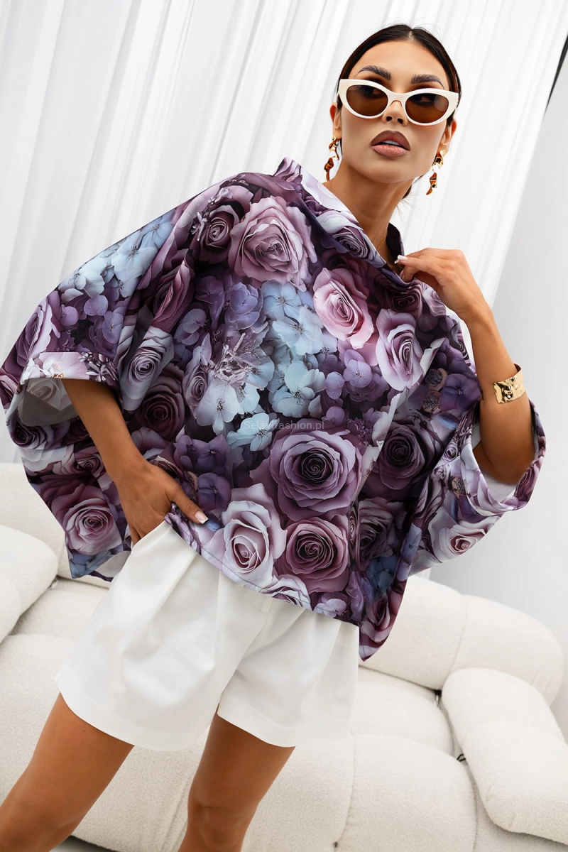 Bluzka Kimono w kwiaty Rose Miss City Official liliowa 