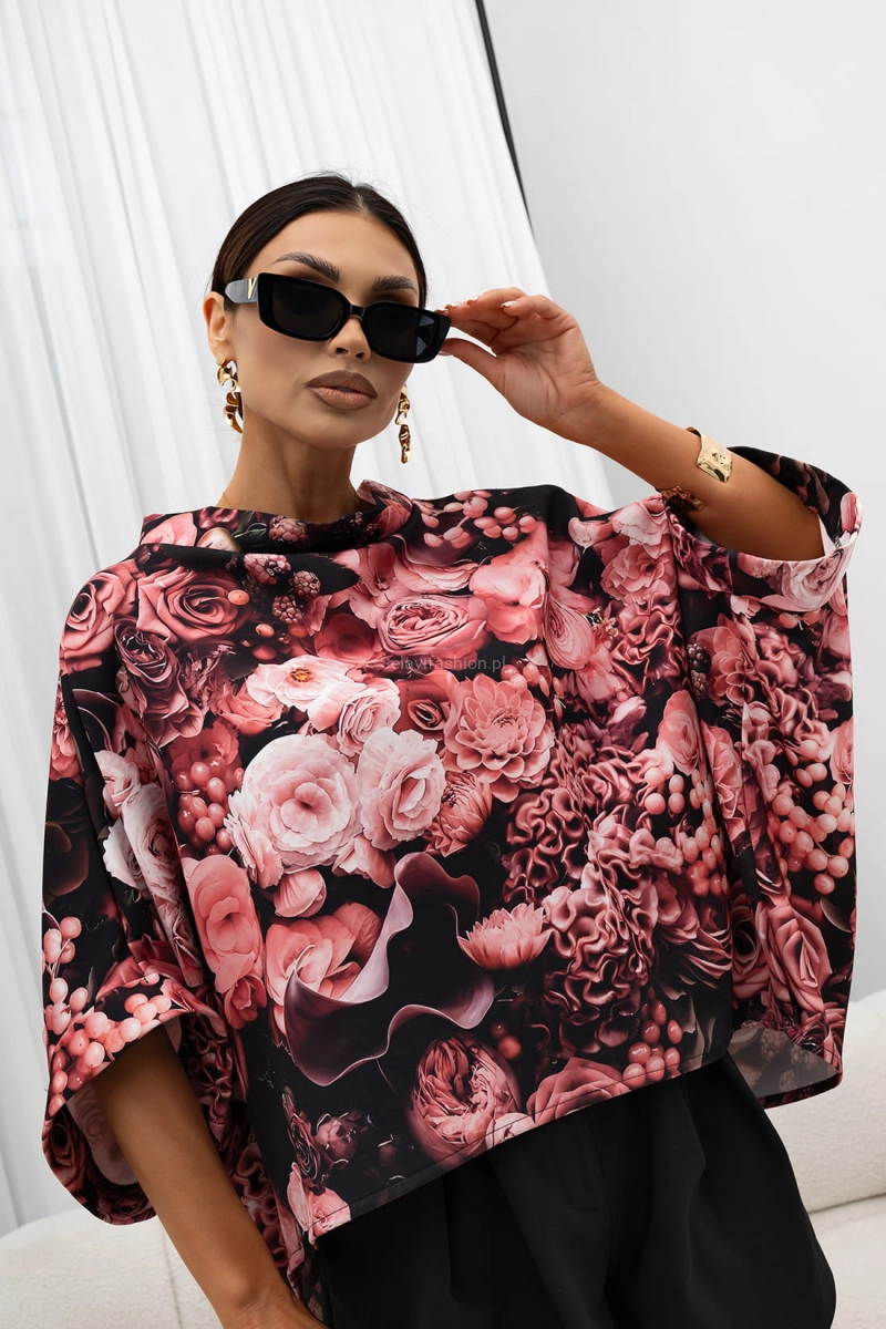 Bluzka Kimono w kwiaty Rose Miss City Official różowa