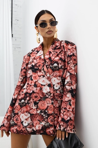 Marynarka w kwiaty Roses Unique Miss City Official różowa
