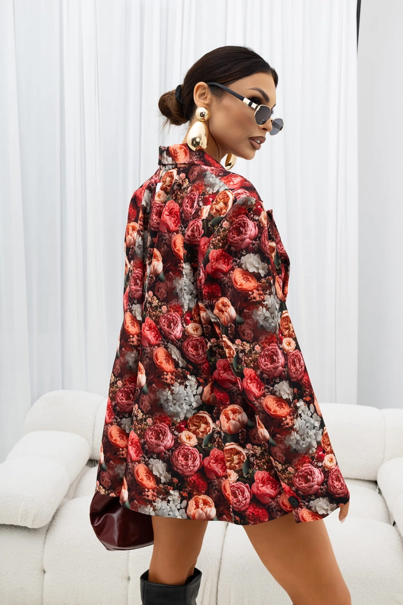 Marynarka w kwiaty Peony Unique Miss City Official ciemny róż