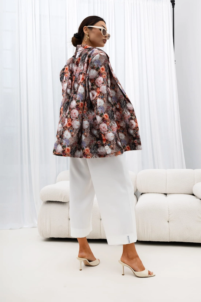 Marynarka w kwiaty Peony Unique Miss City Official pudrowy róż