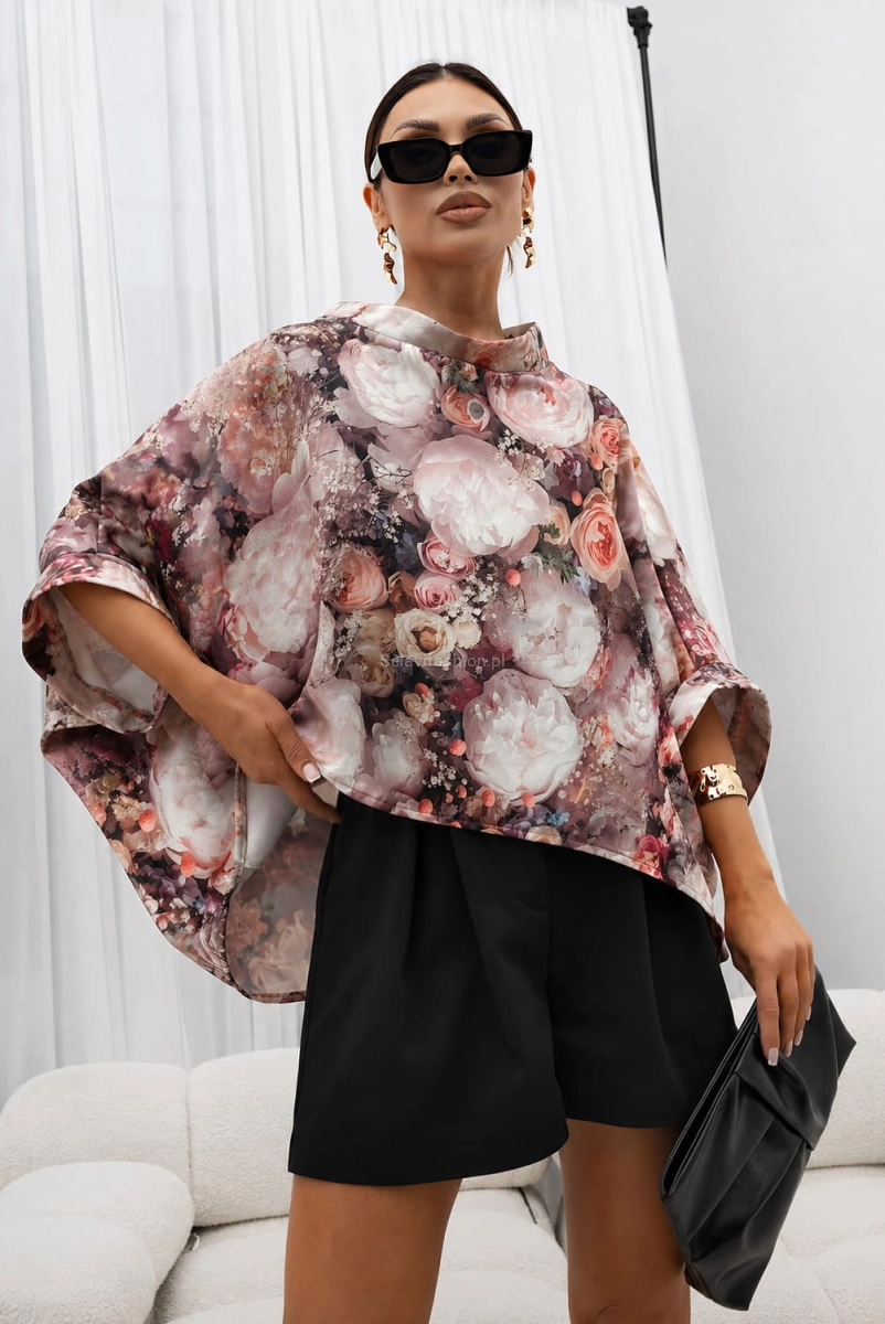 Bluzka Kimono w kwiaty Peony Miss City Official beżowa