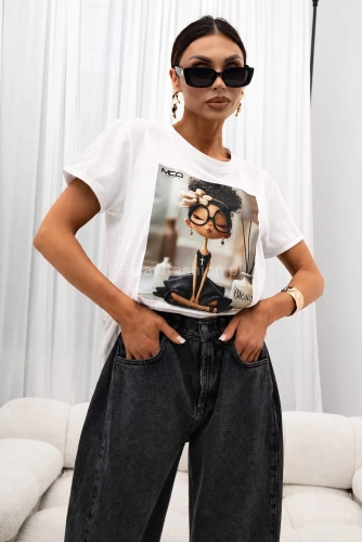 T-Shirt bluzka Glam Joga Miss City Official biała