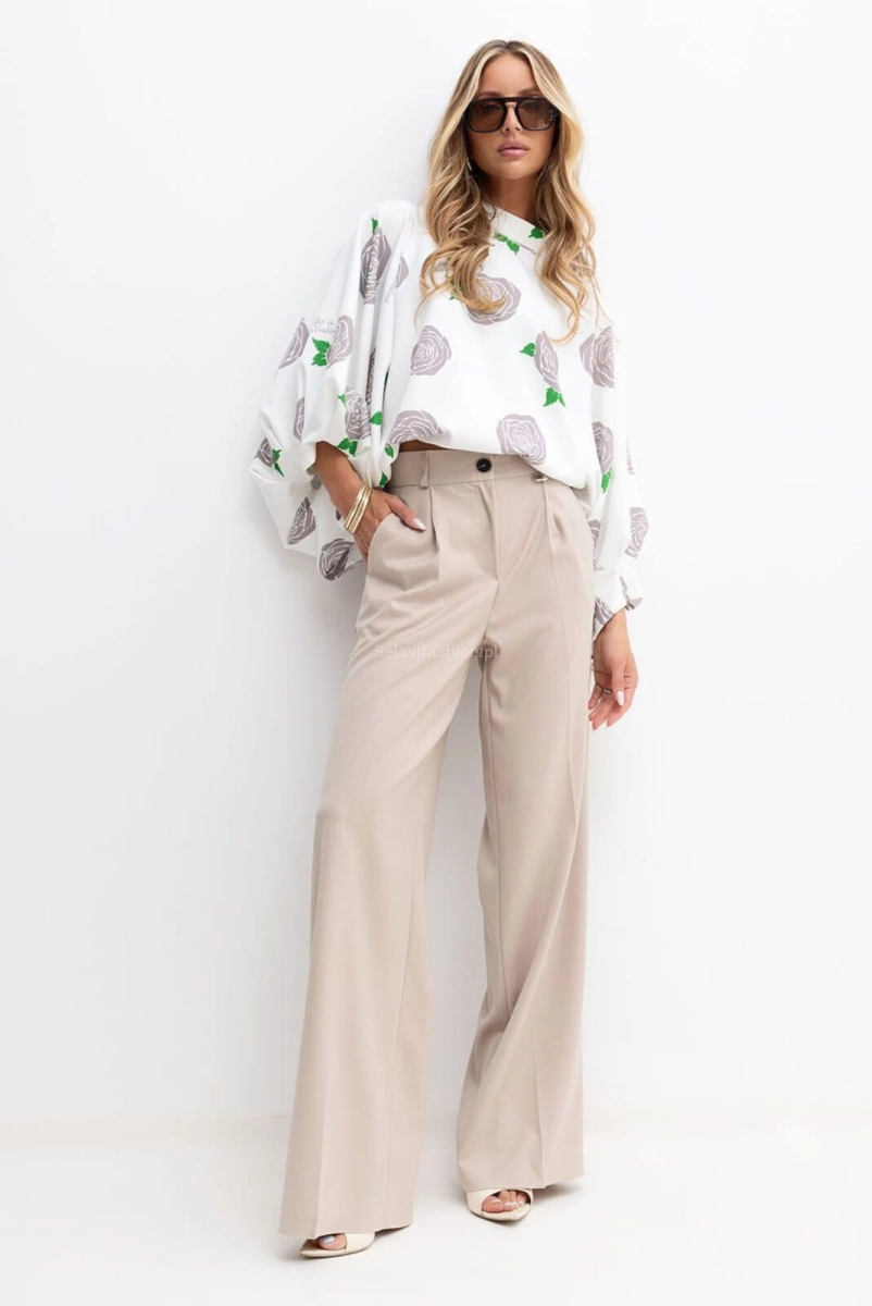 Bluzka kimono AMELIA w duże róże Lavestino biała