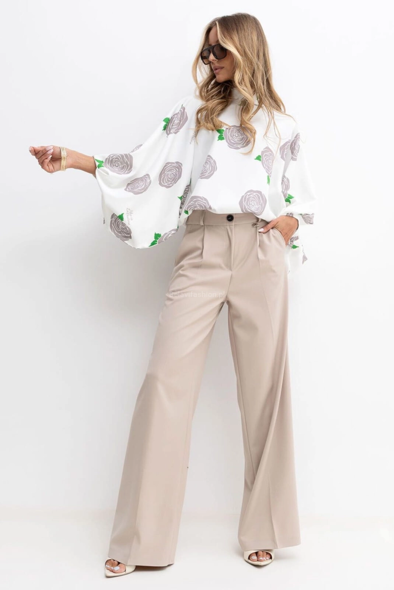 Bluzka kimono AMELIA w duże róże Lavestino biała
