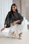 Bluzka kimono AMELIA w małe białe groszki Lavestino czarna 