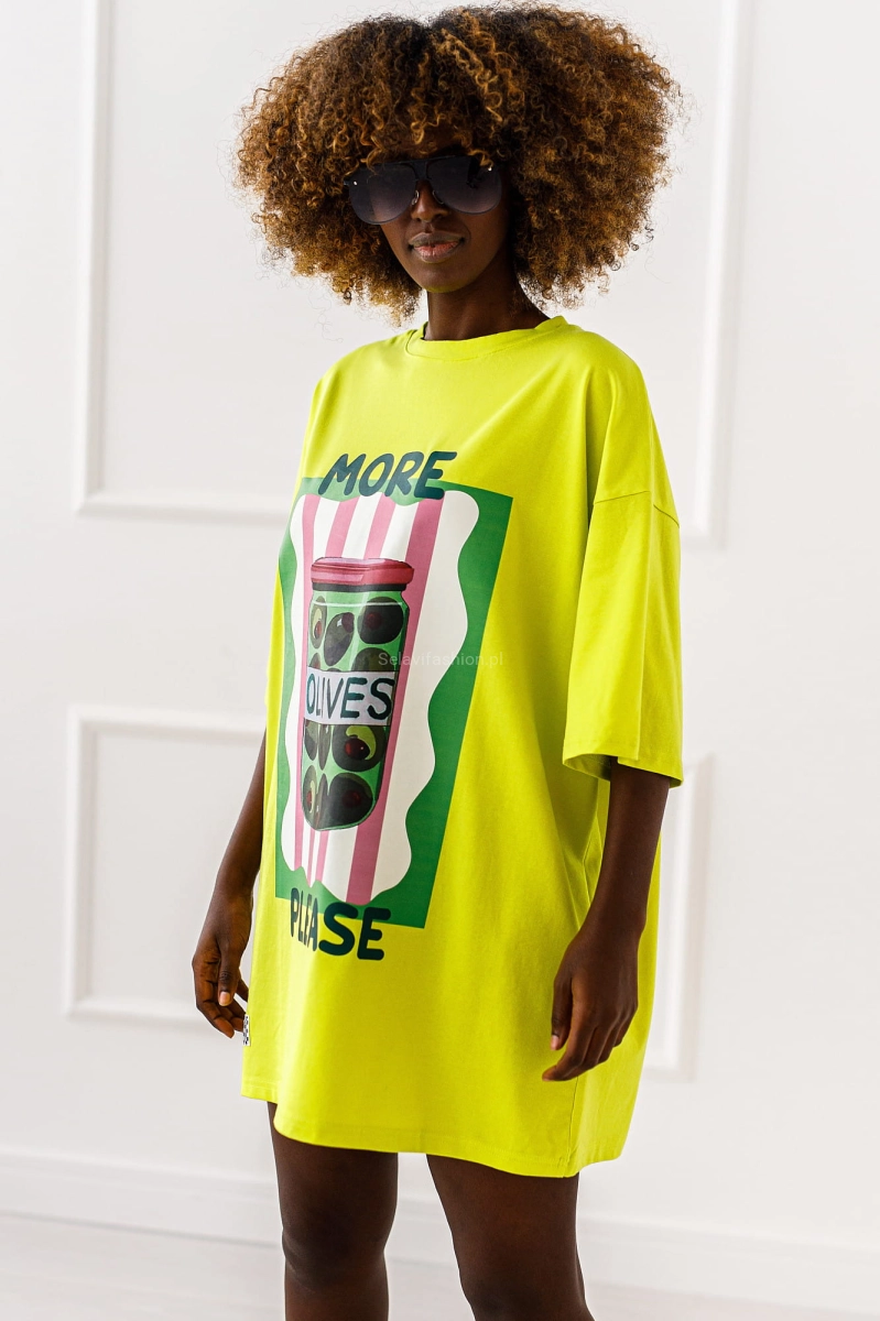 Długi t-shirt bluzka Olives Miss City żółty