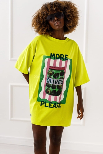 Długi t-shirt bluzka Olives Miss City żółty