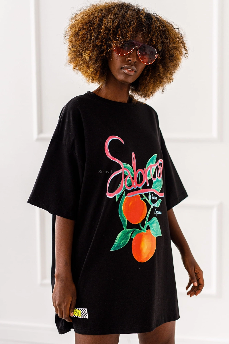Długi t-shirt bluzka Sabrosa Miss City czarny