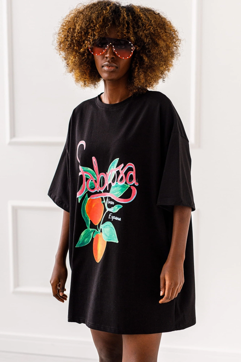 Długi t-shirt bluzka Sabrosa Miss City czarny