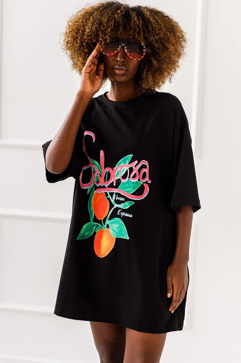 Długi t-shirt bluzka Sabrosa Miss City czarny