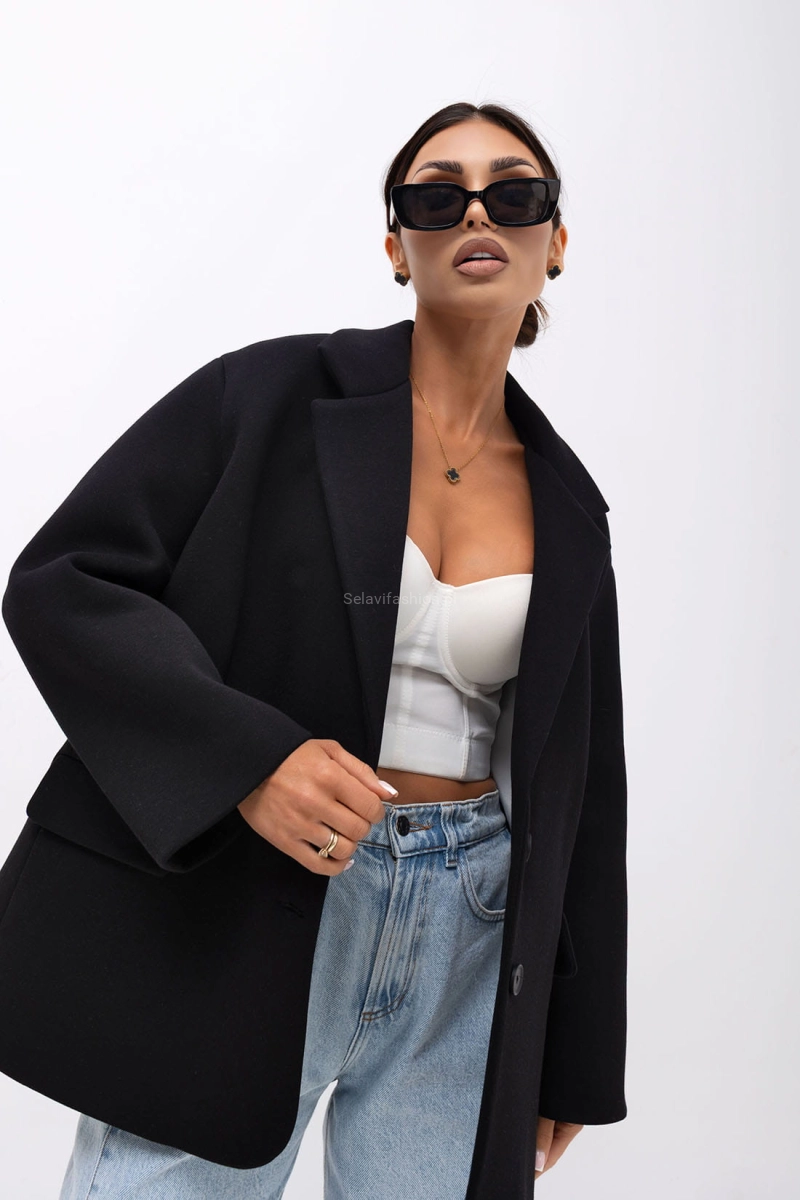 Klasyczna marynarka z karteczkami STATEMENT Miss City Official czarny