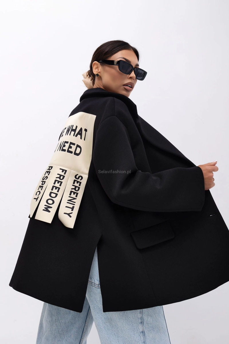 Klasyczna marynarka z karteczkami STATEMENT Miss City Official czarny