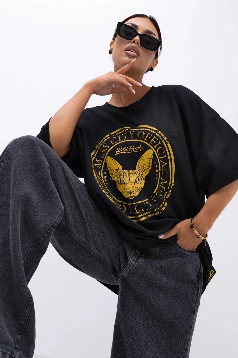T-Shirt bluzka Wild Heart Miss City Official czarna